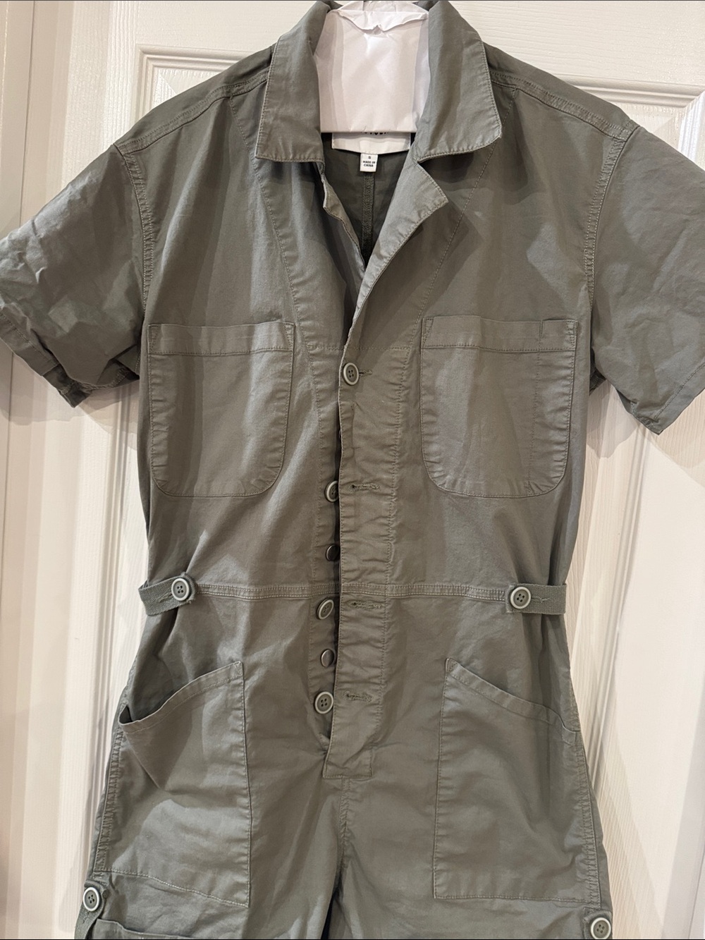 Pistola brand Women’s short sleeve utility style short jumpsuit - Olive Green